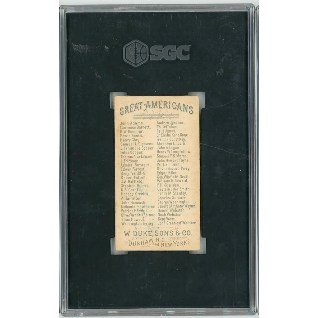 Graded 1888 N76 W. Duke, Sons & Co. Great Americans #OWH Oliver W. Holmes Baseball Tobacco Card SGC 3