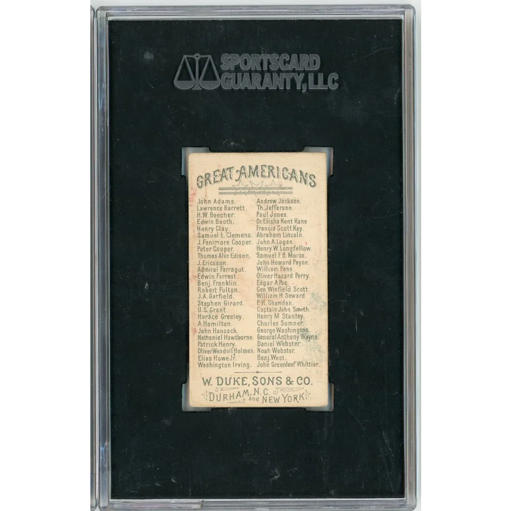 Graded 1888 N76 W. Duke, Sons & Co. Great Americans #WEBSTER Daniel Webster Baseball Tobacco Card SGC 5 | SGC 5 EX Graded Collectible Card | vintageantiquesgifts.com