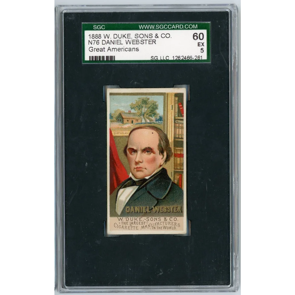 Graded 1888 N76 W. Duke, Sons & Co. Great Americans #WEBSTER Daniel Webster Baseball Tobacco Card SGC 5 | Hall of Fame Sports Memorabilia | vintageantiquesgifts.com
