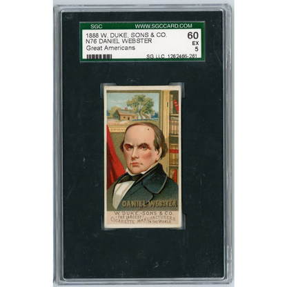 Graded 1888 N76 W. Duke, Sons & Co. Great Americans #WEBSTER Daniel Webster Baseball Tobacco Card SGC 5 | Hall of Fame Sports Memorabilia | vintageantiquesgifts.com