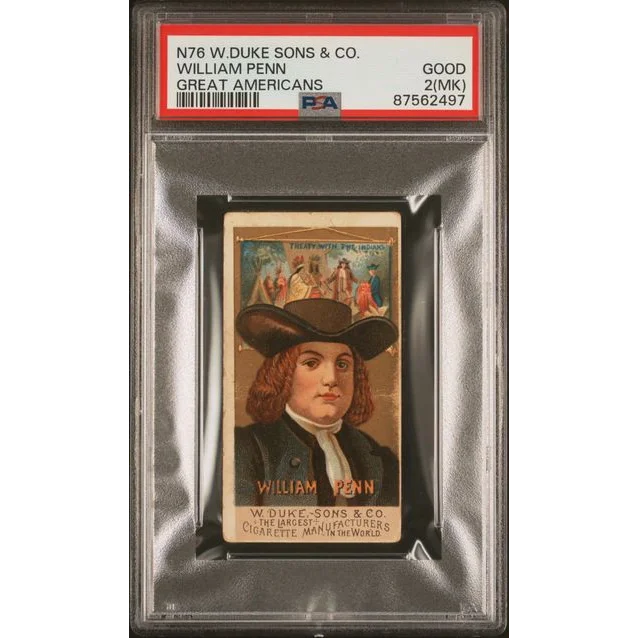 Vintage 1888 N76 W. Duke Sons Graded William Penn Baseball Tobacco Card PSA 2