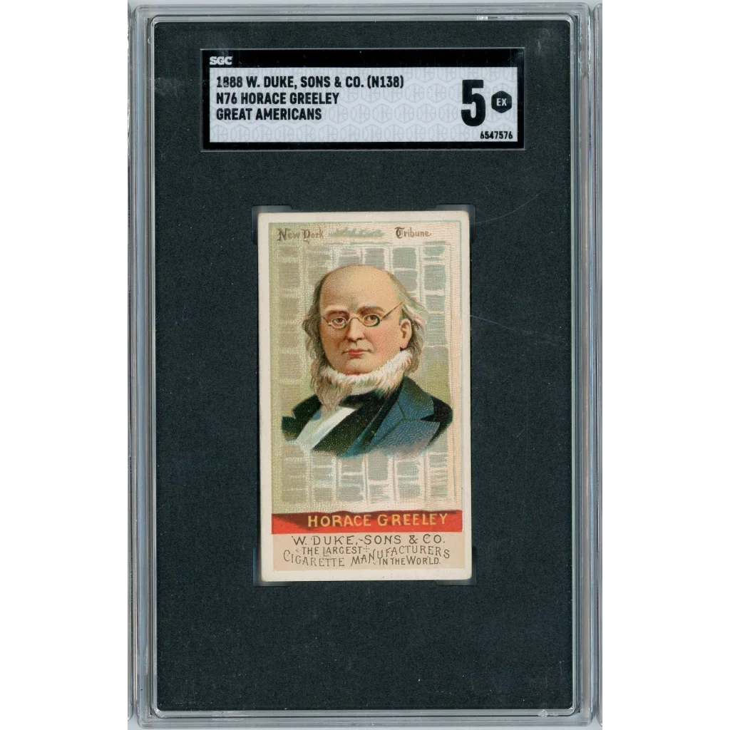 Graded 1888 N76 W. Duke, Sons & Co. (N138) Great Americans #HG Horace Greeley Baseball Tobacco Card SGC 5 | Hall of Fame Sports Memorabilia | vintageantiquesgifts.com