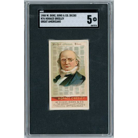 Graded 1888 N76 W. Duke, Sons & Co. (N138) Great Americans #HG Horace Greeley Baseball Tobacco Card SGC 5 | Hall of Fame Sports Memorabilia | vintageantiquesgifts.com