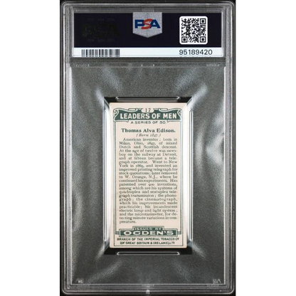Graded 1924 Ogden's LTD. Leaders of Men Thomas Alva Edison #17 Baseball Tobacco Card PSA 7 Near Mint | PSA 7 NM Graded Vintage Baseball Tobacco Card | vintageantiquesgifts.com