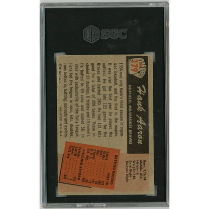 Graded 1955 Bowman Hank Aaron #179 2nd Year SGC 1 card