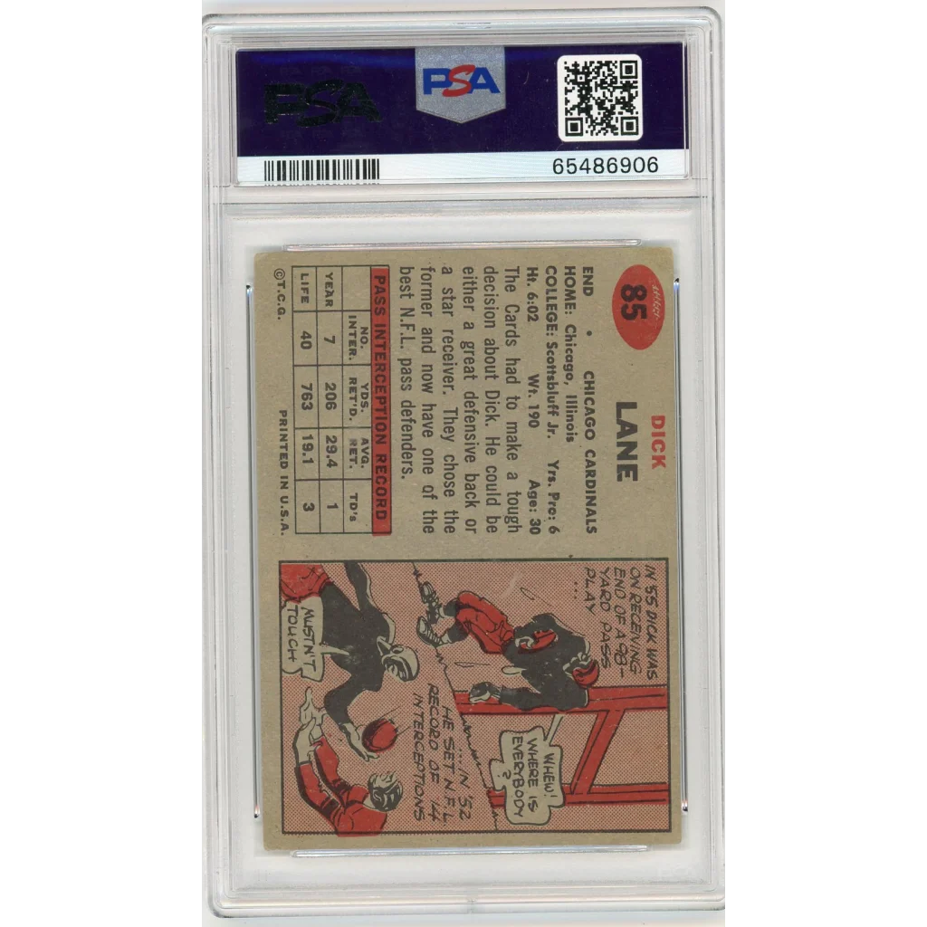 PSA graded Night Train Lane 1959 Topps football card by Professional Sports Authenticator