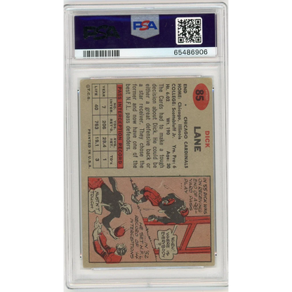 PSA graded Night Train Lane 1959 Topps football card by Professional Sports Authenticator