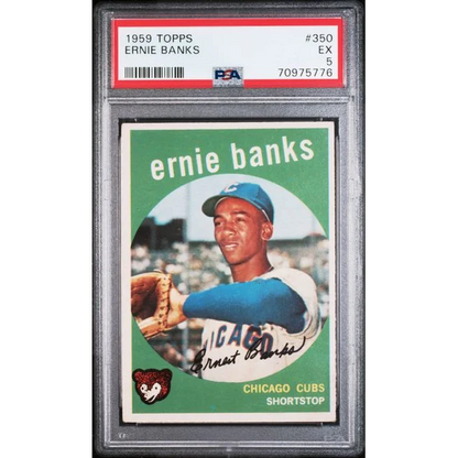 PSA graded 1959 Topps Ernie Banks baseball card ready to rock display