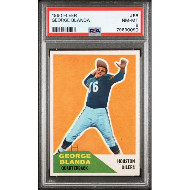 A graded 1960 Fleer George Blanda football card from the PSA set