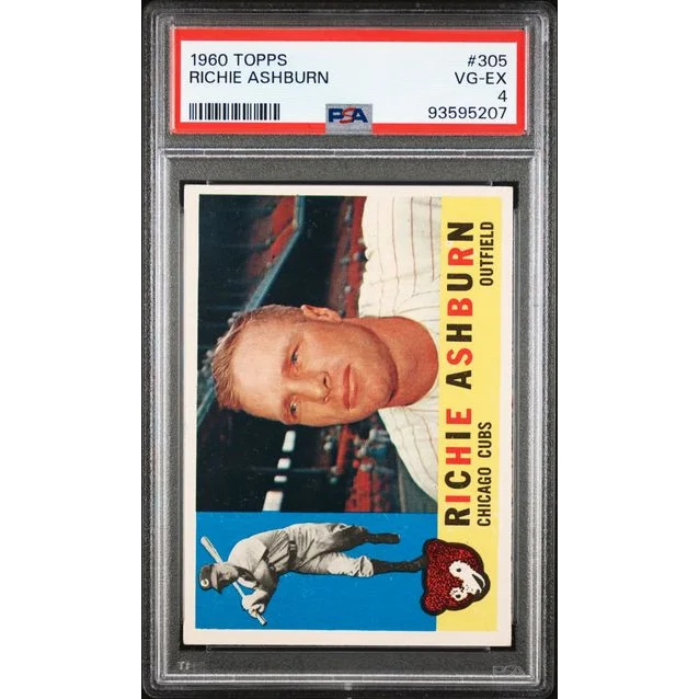 Vintage 1960 Topps Richie Ashburn PSA graded VG-EX 4 baseball card in slab