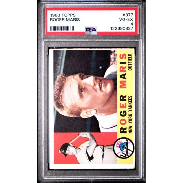 Graded 1960 Topps Roger Maris #377 PSA 4 Yankees baseball card