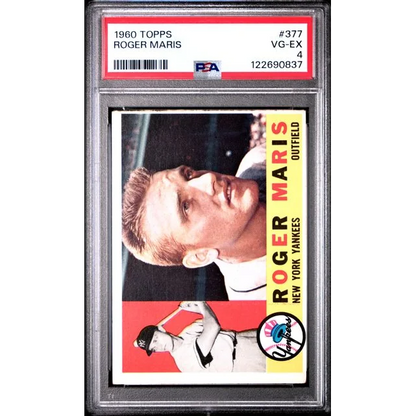 Graded 1960 Topps Roger Maris #377 PSA 4 Yankees baseball card