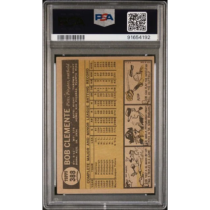 Graded 1961 Topps Bob Roberto Clemente #388 Baseball Card PSA 2 Good | PSA 2 Good Graded Vintage Baseball Card | vintageantiquesgifts.com