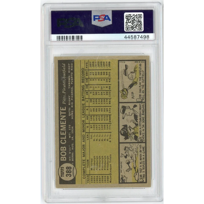 Graded 1968 Topps Roberto Clemente baseball card back PSA 6 EX-MT