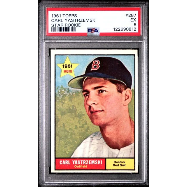 Graded 1961 Topps Carl Yastrzemski #287 Star Rookie RC Baseball Card PSA 5 EX | Hall of Fame Sports Memorabilia | vintageantiquesgifts.com