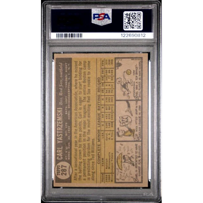 Graded 1961 Topps Carl Yastrzemski #287 Star Rookie RC Baseball Card PSA 5 EX | PSA 5 EX Graded Rookie Card | vintageantiquesgifts.com