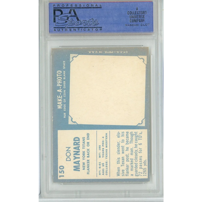 Vintage 1961 Topps Don Maynard football card graded by PSA, classic collectible image