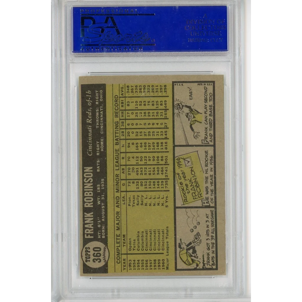 Vintage 1961 Topps Frank Robinson baseball card in PSA graded NM 7 slab