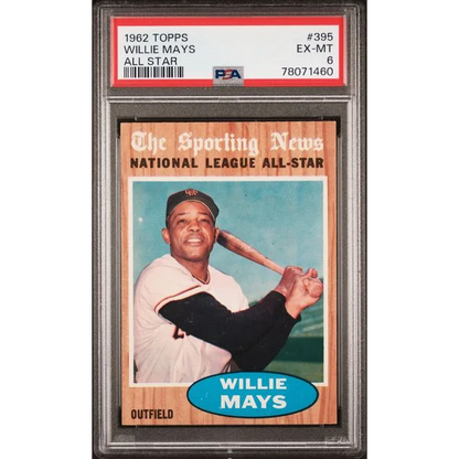 1962 Topps Willie Mays All-Star #395 PSA 6 EX-MT graded card