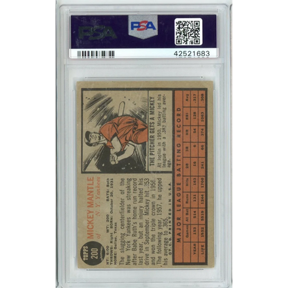 Graded 1953 Topps Mickey Mantle PSA slab in orange uniform