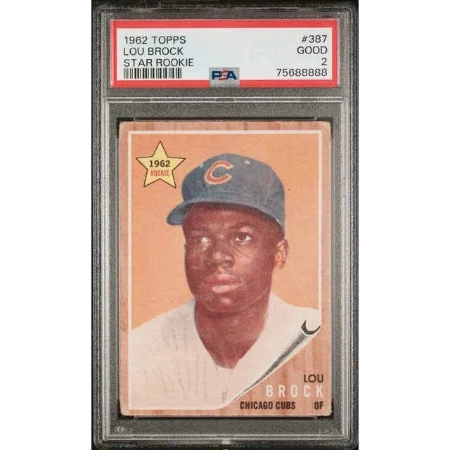 Graded 1962 Topps Lou Brock rookie card PSA 2, Cubs portrait