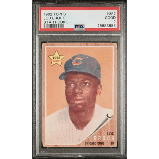 Graded 1962 Topps Star Rookie Lou Brock #387 Rookie RC Baseball Card PSA 2 Good | Hall of Fame Sports Memorabilia | vintageantiquesgifts.com