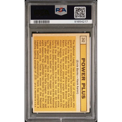 Graded 1963 Topps Power Plus Ernie Banks Hank Aaron #242 Baseball Card PSA 3 VG | PSA 3 VG Graded Vintage Baseball Card | vintageantiquesgifts.com