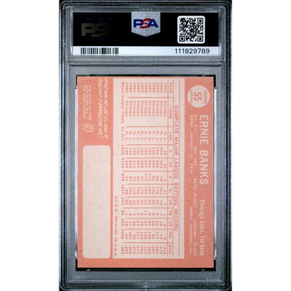 Graded 1964 Topps Ernie Banks #55 Baseball Card PSA 5 Excellent