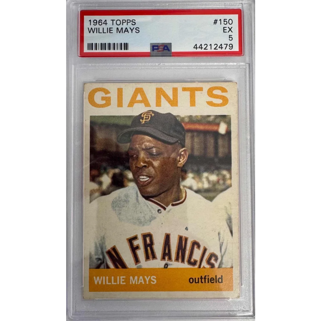 Graded 1964 Topps Willie Mays #150 Baseball Card PSA 5 Excellent | Hall of Fame Sports Memorabilia | vintageantiquesgifts.com