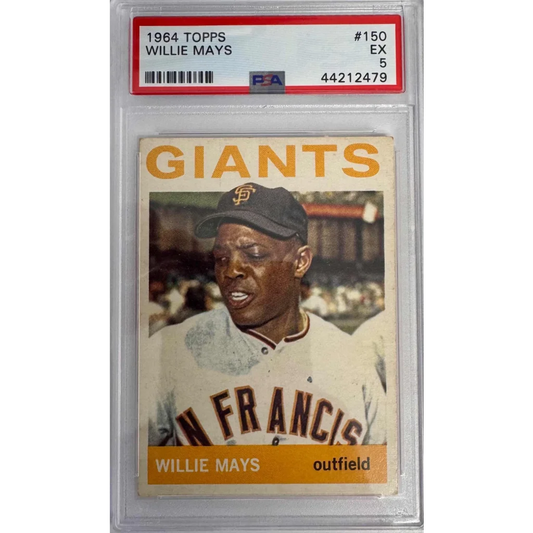 Graded 1964 Topps Willie Mays #150 Baseball Card PSA 5 Excellent | Hall of Fame Sports Memorabilia | vintageantiquesgifts.com