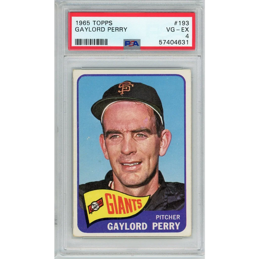1965 Topps Gaylord Perry baseball card graded VG-EX 4 in PSA Treasure collection