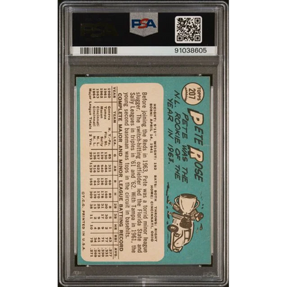 Graded 1965 Topps Pete Rose #207 baseball card PSA 5, back stats