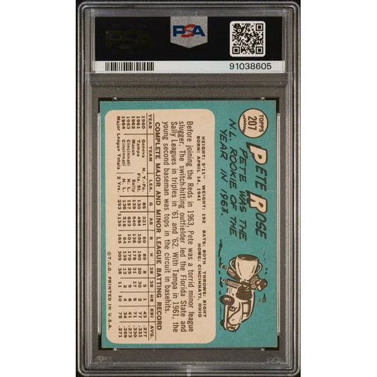 Graded 1965 Topps Pete Rose #207 baseball card PSA 5, back stats
