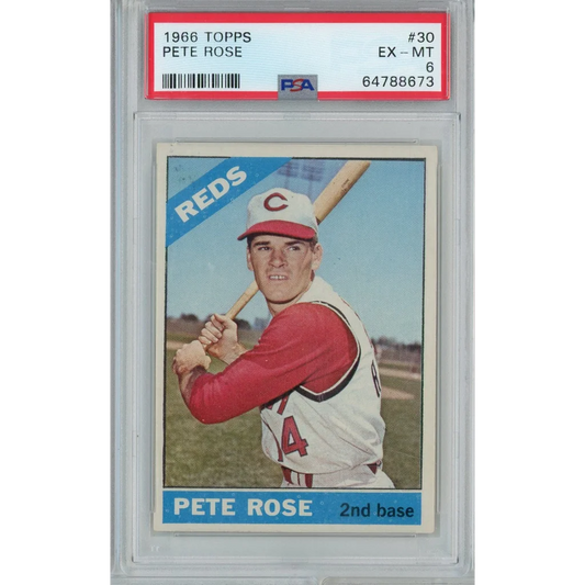 Graded 1966 Topps Pete Rose #REDS Baseball Card PSA 6 Excellent-Mint | Hall of Fame Sports Memorabilia | vintageantiquesgifts.com