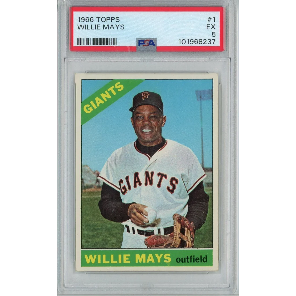 Graded 1966 Topps Willie Mays #1 Baseball Card PSA 5 Excellent