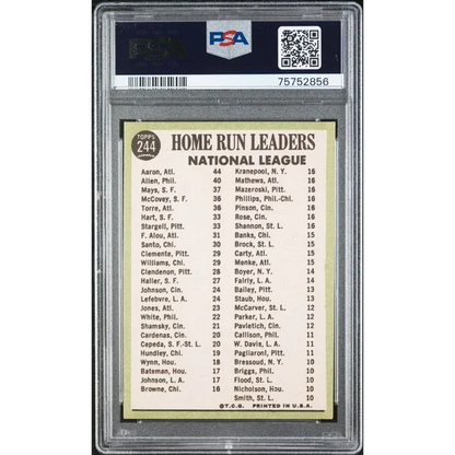 Vintage 1967 Topps NL Home Run Leaders Mays Aaron #244 PSA 5 Card