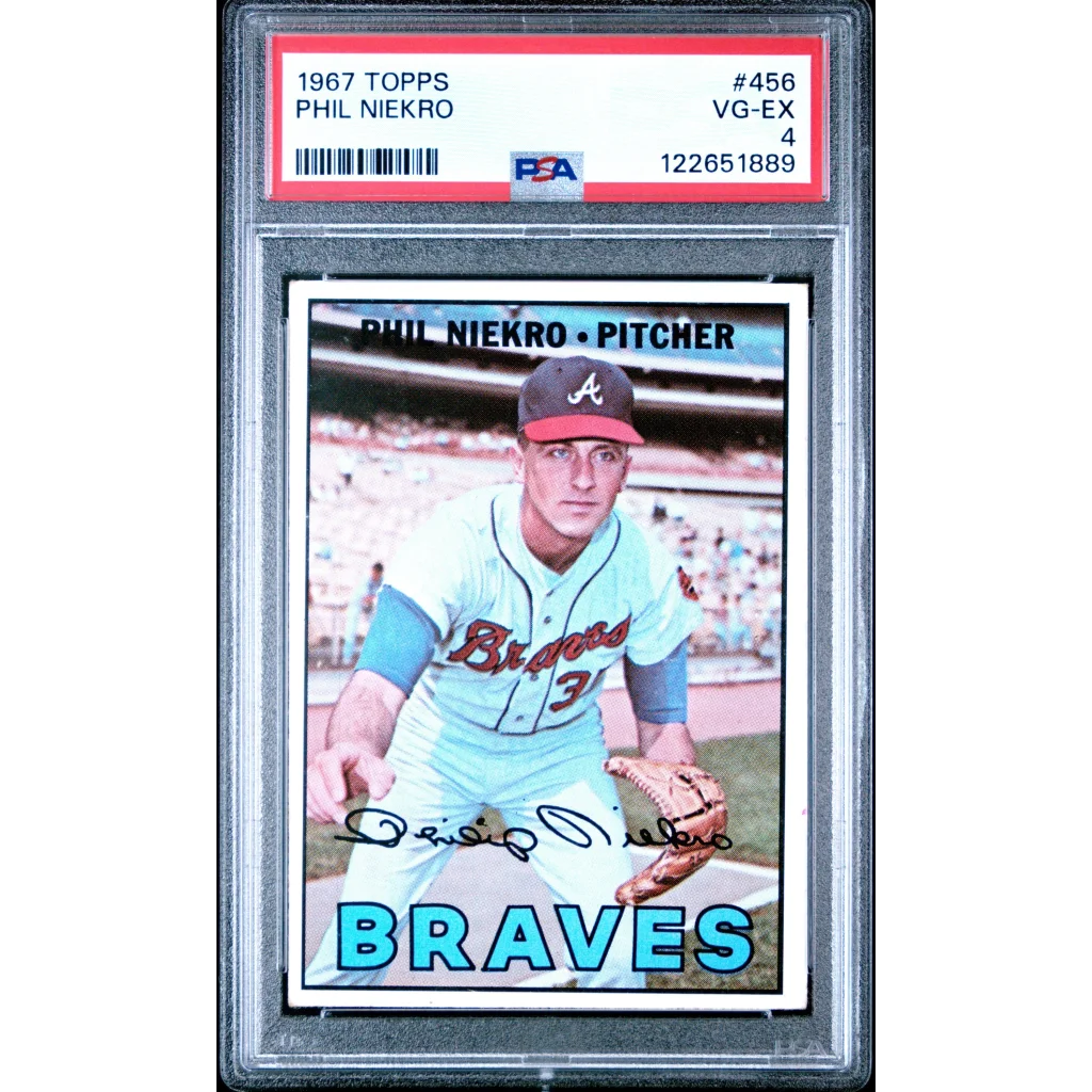 Graded 1967 Topps Phil Niekro #456 PSA 4 baseball card in Braves uniform