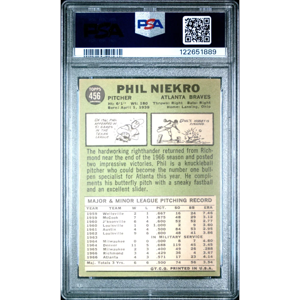 Graded 1965 Topps Phil Niekro #456 Braves PSA 4 Baseball Card