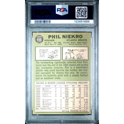 Graded 1965 Topps Phil Niekro #456 Braves PSA 4 Baseball Card