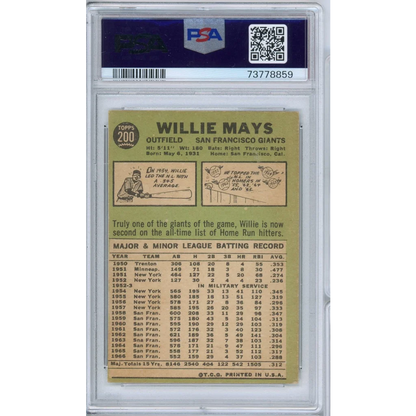Graded 1967 Topps Willie Mays #200 Baseball Card PSA 4