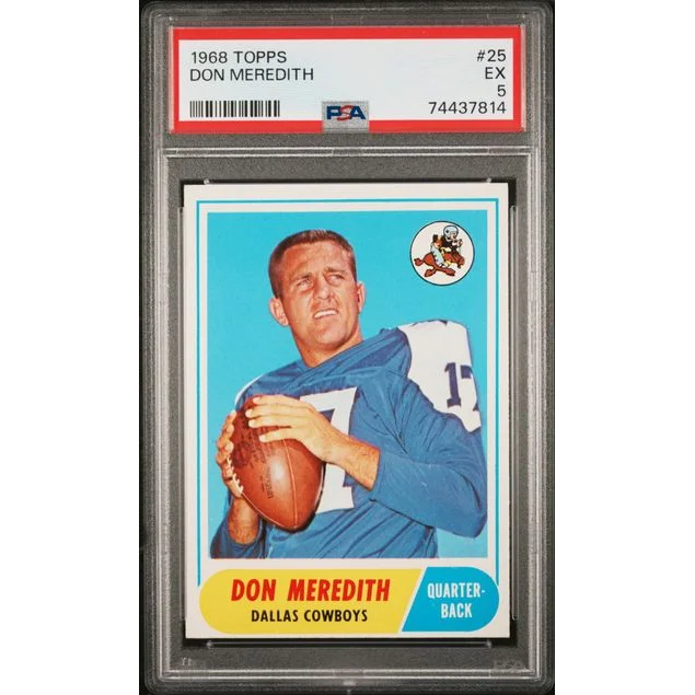 PSA graded 1968 Topps Don Meredith football card EX 5 displayed in product listing