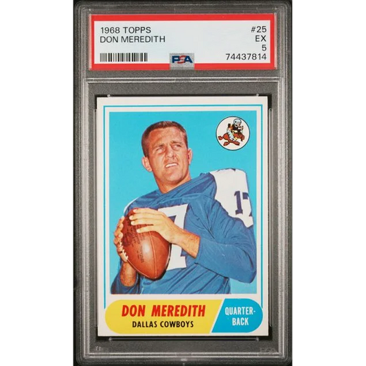 PSA graded 1968 Topps Don Meredith football card EX 5 displayed in product listing