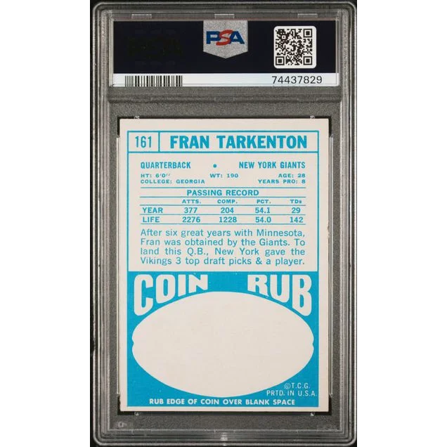 Graded 1972 Topps Fran Tarkenton football card from the set shown in the product