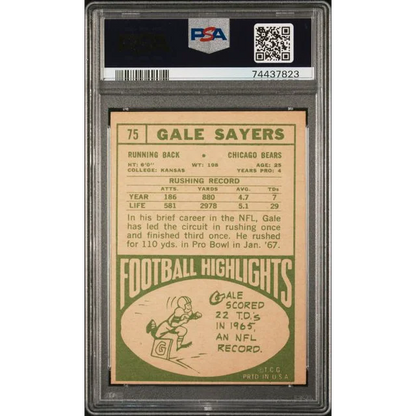 Vintage 1968 Topps Gale Sayers PSA Graded VG-EX 4 football trading card