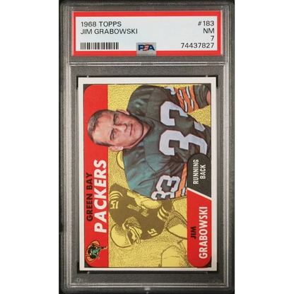 Vintage 1968 Jim Grabowski football card graded PSA 7 by Professional Sports Authenticator