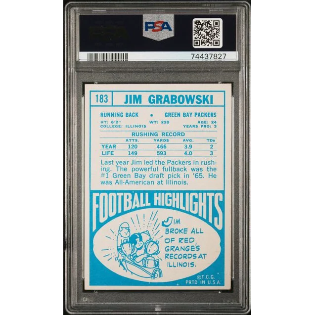 Vintage Jim Grabowski football card graded PSA 7 by Professional Sports Authenticator