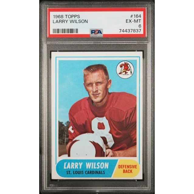 Graded 1968 Topps Larry Wilson #164 Football Card PSA 6 EX-MT | Hall of Fame Sports Memorabilia | vintageantiquesgifts.com