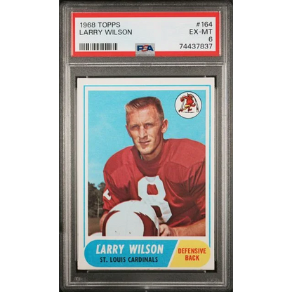 Graded 1968 Topps Larry Wilson #164 Football Card PSA 6 EX-MT | Hall of Fame Sports Memorabilia | vintageantiquesgifts.com