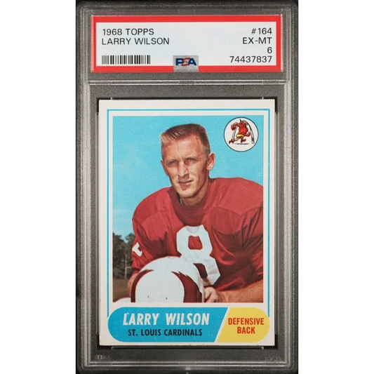 Graded 1968 Topps Larry Wilson #164 Football Card PSA 6 EX-MT | Hall of Fame Sports Memorabilia | vintageantiquesgifts.com