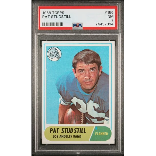 1968 Topps Pat Studstill football card graded PSA 7 by professional sports authenticator
